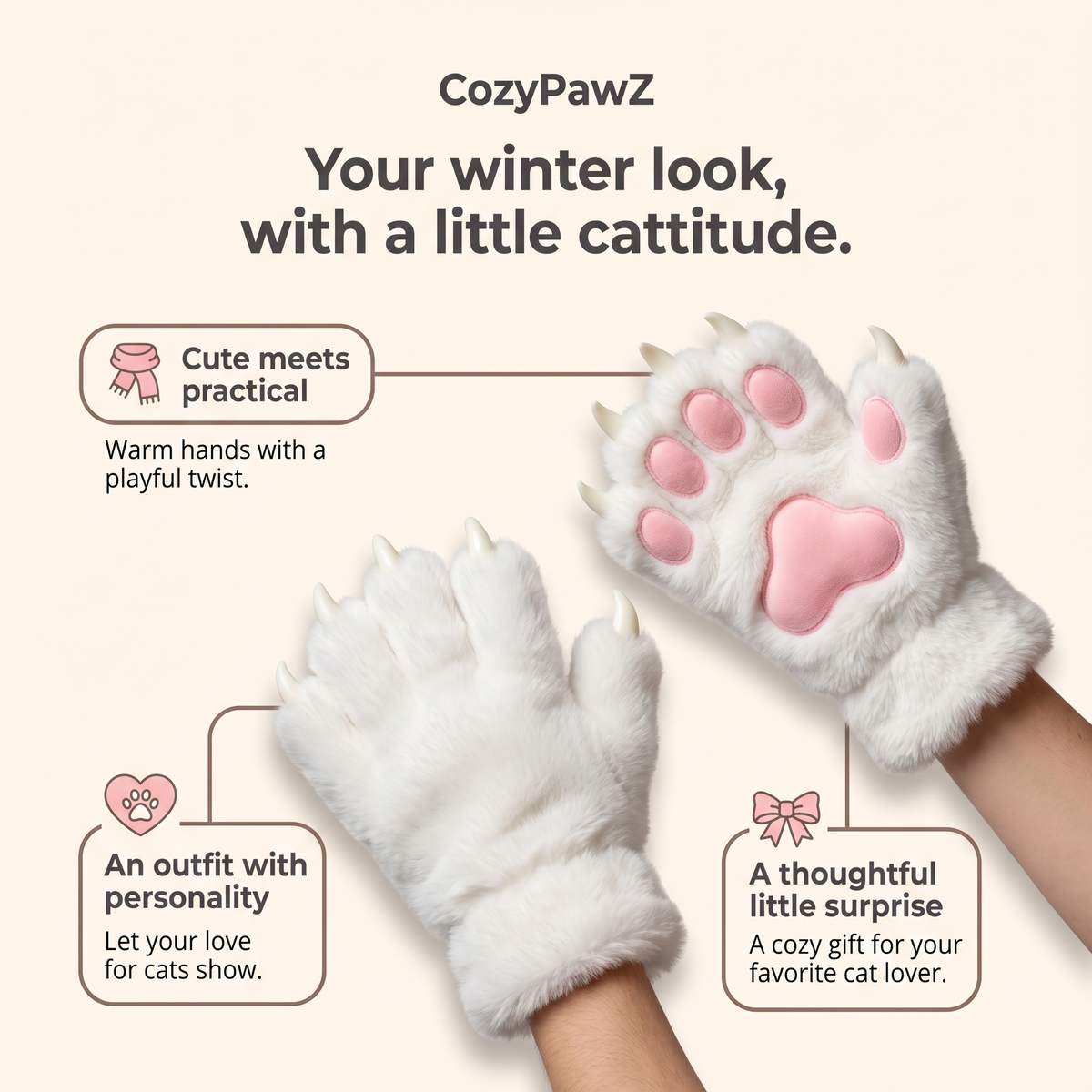 Cozy Cat Paw Gloves